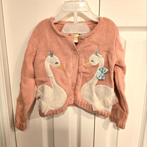 Cynthia Rowley Baby Girl Swan Princess Cardigan 24 Months Pink Knit Sweater - Picture 1 of 3